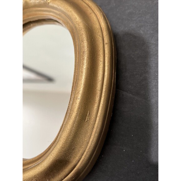 Gold Gilt Ornate Plaster Wall Mirror Rococo Baroque Style Oval Small Vintage - Picture 5 of 16